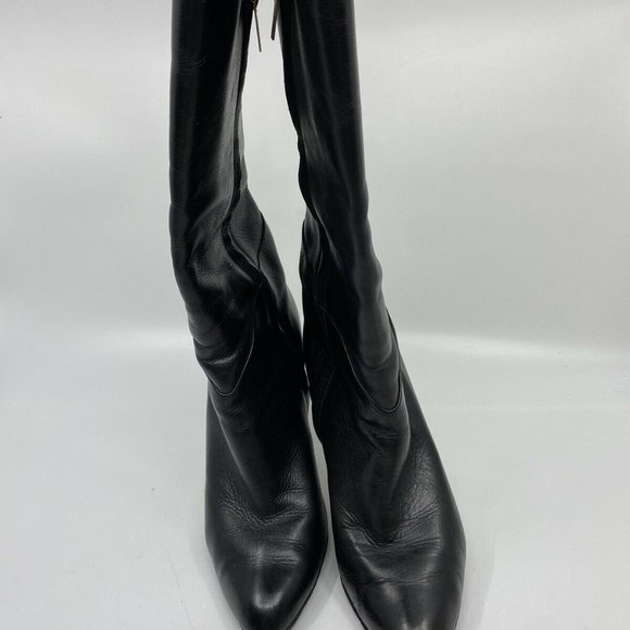 JIMMY CHOO Black Leather Knee high boots 7.5 - Picture 4 of 12